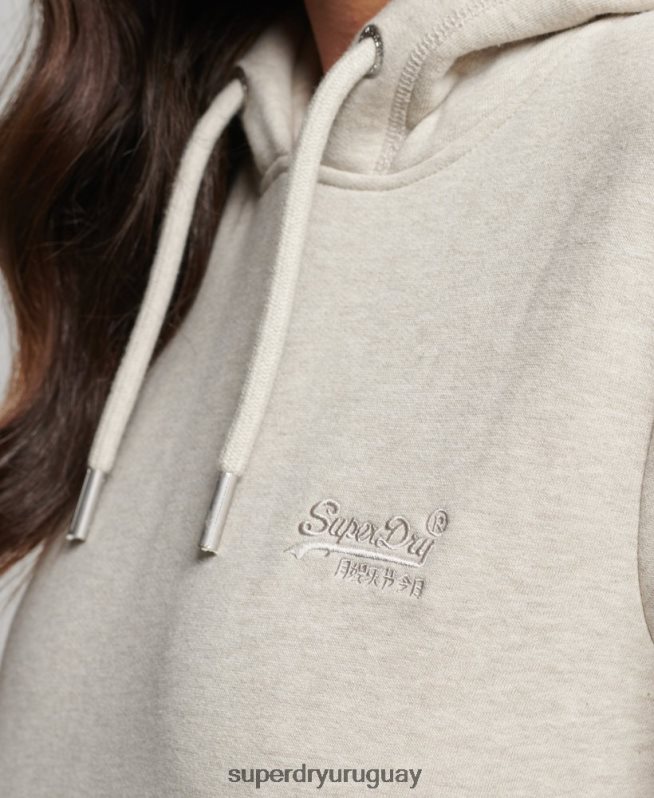 uy Superdry mujer sudadera con capucha y logo esencial de algodón orgánico crema DT2N8Z6151 ropa