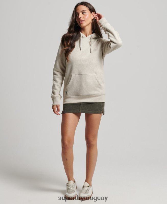 uy Superdry mujer sudadera con capucha y logo esencial de algodón orgánico crema DT2N8Z6151 ropa