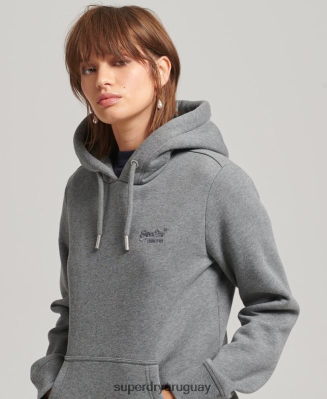 uy Superdry mujer sudadera con capucha y logo esencial de algodón orgánico gris DT2N8Z6108 ropa