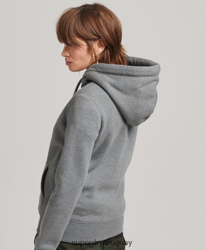 uy Superdry mujer sudadera con capucha y logo esencial de algodón orgánico gris DT2N8Z6108 ropa