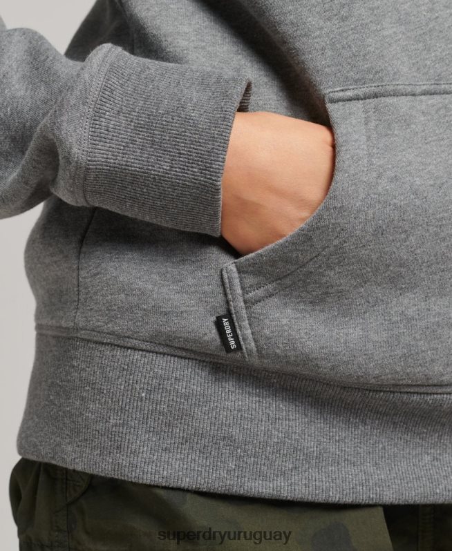 uy Superdry mujer sudadera con capucha y logo esencial de algodón orgánico gris DT2N8Z6108 ropa