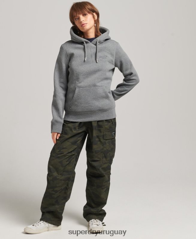 uy Superdry mujer sudadera con capucha y logo esencial de algodón orgánico gris DT2N8Z6108 ropa