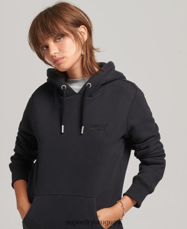 uy Superdry mujer sudadera con capucha y logo esencial de algodón orgánico negro DT2N8Z5766 ropa