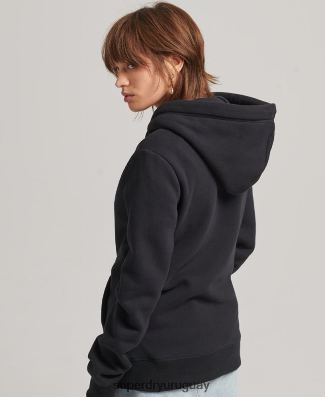 uy Superdry mujer sudadera con capucha y logo esencial de algodón orgánico negro DT2N8Z5766 ropa