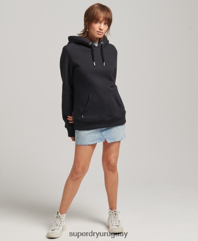 uy Superdry mujer sudadera con capucha y logo esencial de algodón orgánico negro DT2N8Z5766 ropa
