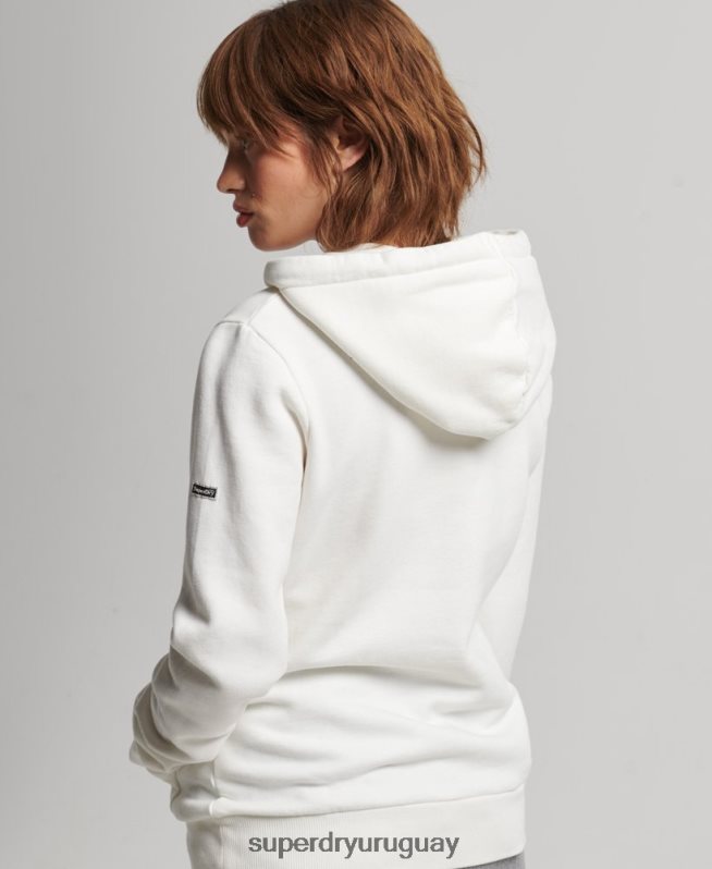 uy Superdry mujer sudadera con capucha y logo gráfico crema DT2N8Z5945 ropa