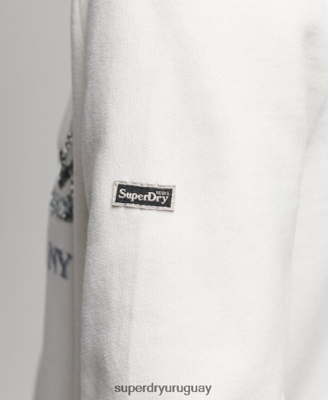 uy Superdry mujer sudadera con capucha y logo gráfico crema DT2N8Z5945 ropa