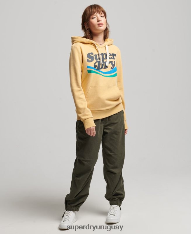 uy Superdry mujer sudadera con capucha y logo gráfico de arcoíris amarillo DT2N8Z3454 ropa