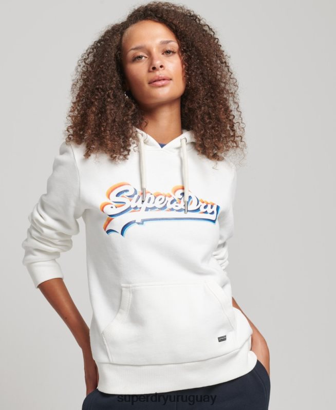 uy Superdry mujer sudadera con capucha y logo gráfico de arcoíris blanco DT2N8Z6030 ropa