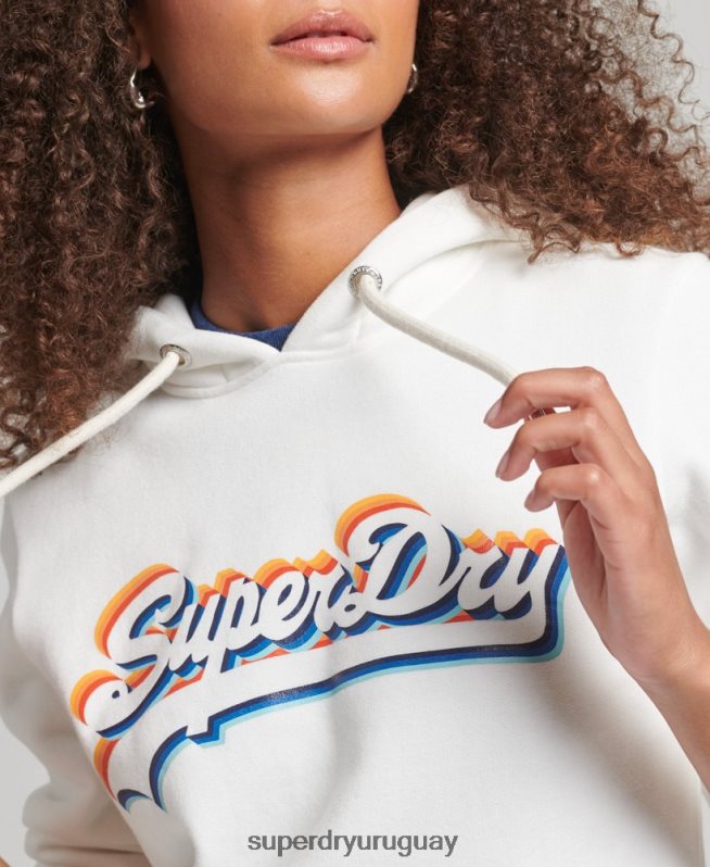 uy Superdry mujer sudadera con capucha y logo gráfico de arcoíris blanco DT2N8Z6030 ropa