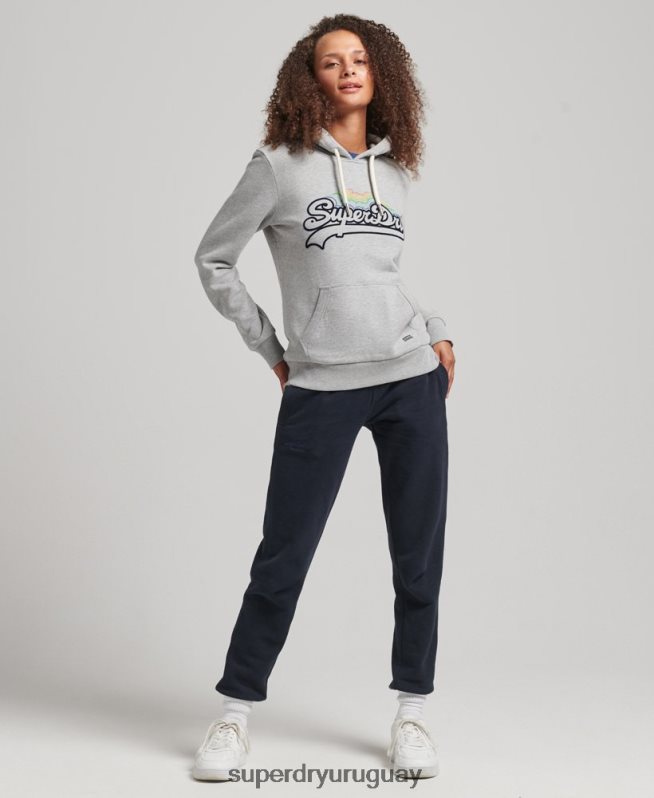 uy Superdry mujer sudadera con capucha y logo gráfico de arcoíris gris DT2N8Z5892 ropa