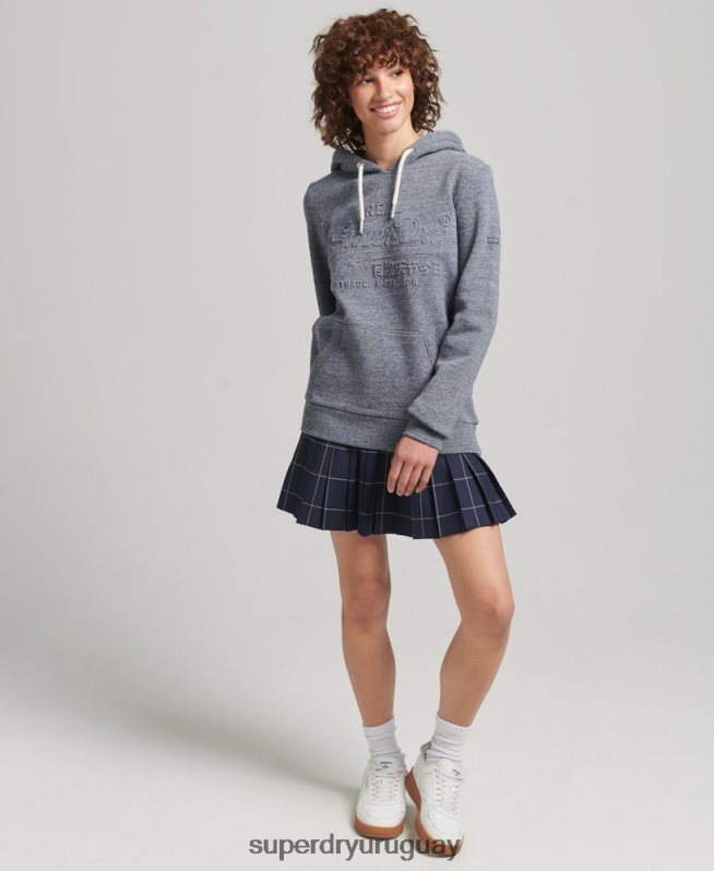 uy Superdry mujer sudadera con capucha y logo gráfico en relieve azul claro DT2N8Z3396 ropa