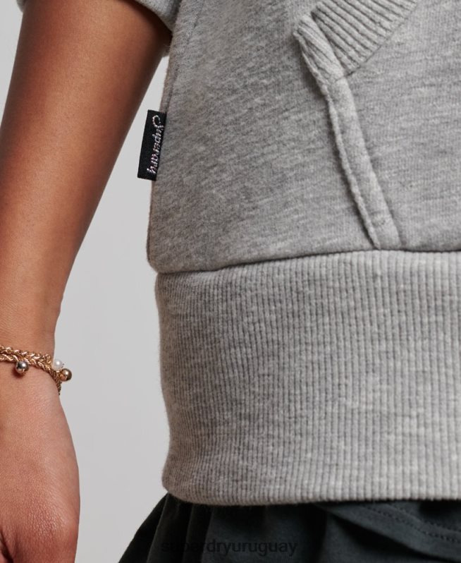 uy Superdry mujer sudadera con capucha y logo gráfico en relieve gris DT2N8Z3278 ropa