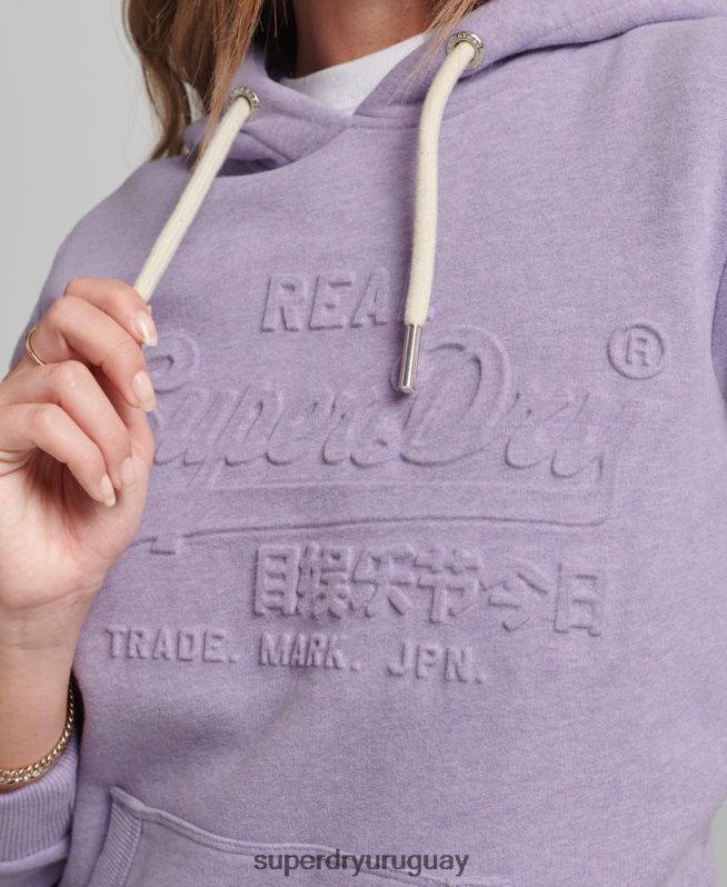 uy Superdry mujer sudadera con capucha y logo gráfico en relieve púrpura DT2N8Z5777 ropa