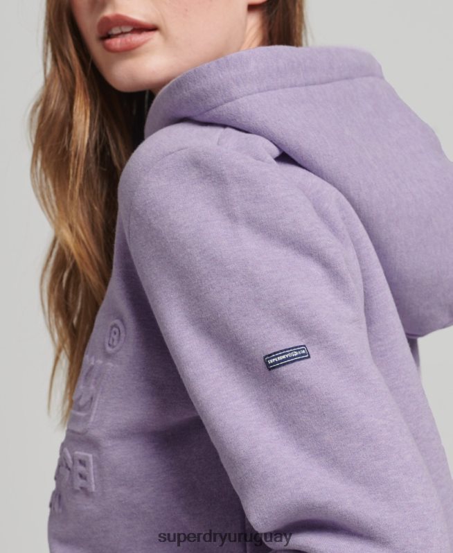 uy Superdry mujer sudadera con capucha y logo gráfico en relieve púrpura DT2N8Z5777 ropa
