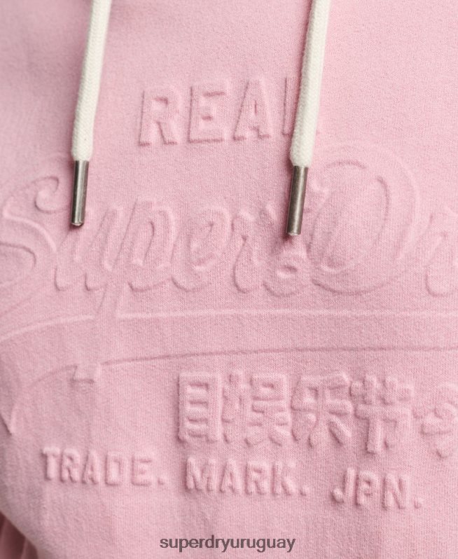 uy Superdry mujer sudadera con capucha y logo gráfico en relieve rosa DT2N8Z3338 ropa