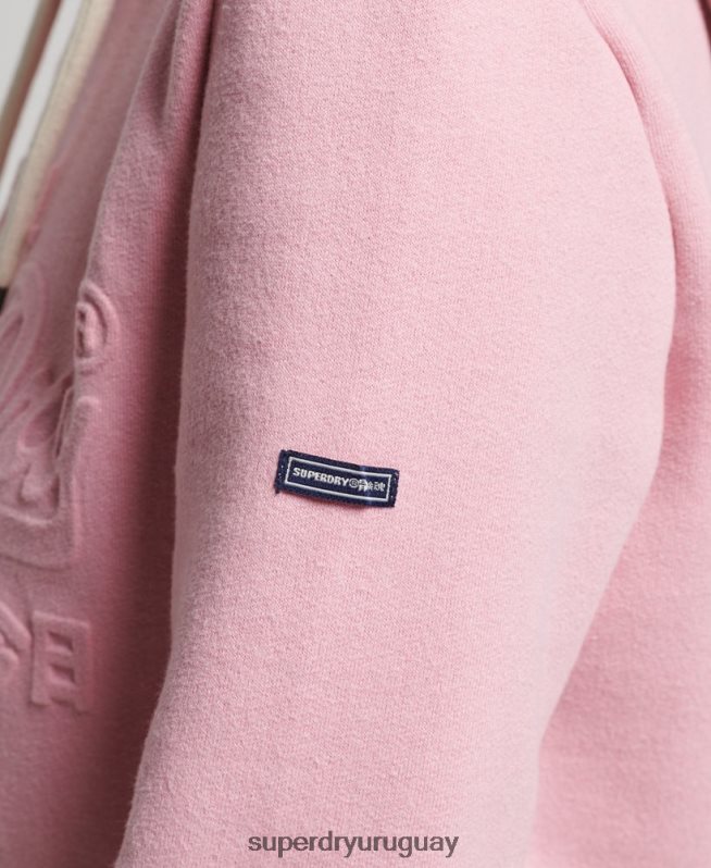 uy Superdry mujer sudadera con capucha y logo gráfico en relieve rosa DT2N8Z3338 ropa