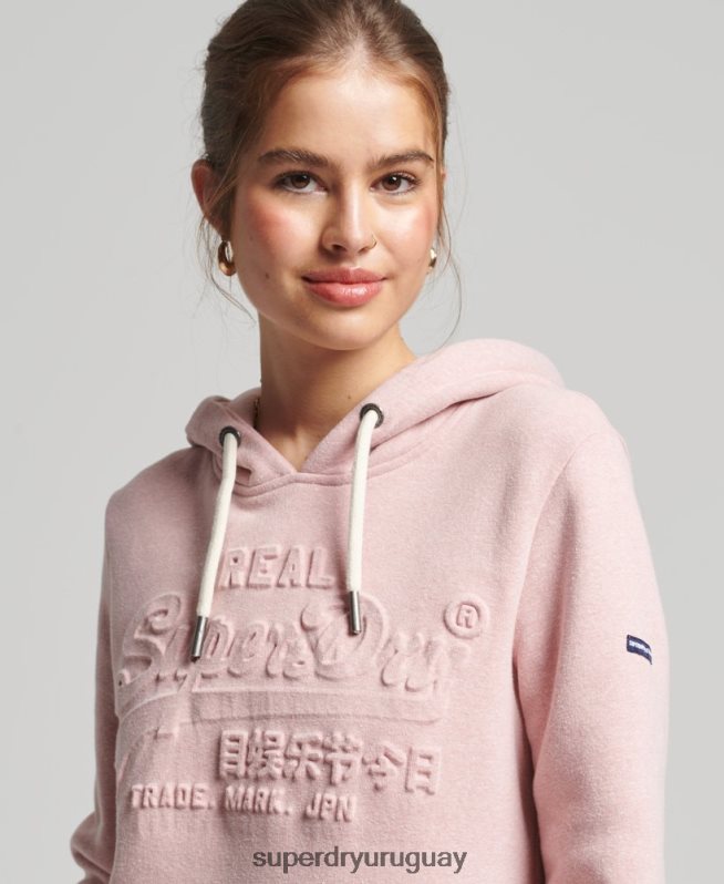 uy Superdry mujer sudadera con capucha y logo gráfico en relieve rosa DT2N8Z6121 ropa