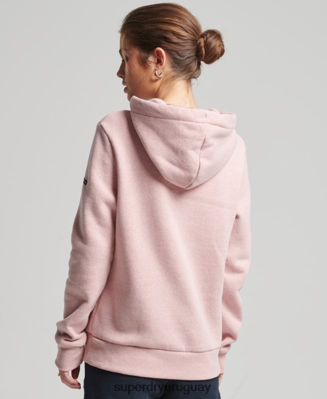 uy Superdry mujer sudadera con capucha y logo gráfico en relieve rosa DT2N8Z6121 ropa
