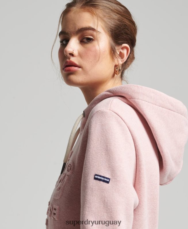 uy Superdry mujer sudadera con capucha y logo gráfico en relieve rosa DT2N8Z6121 ropa
