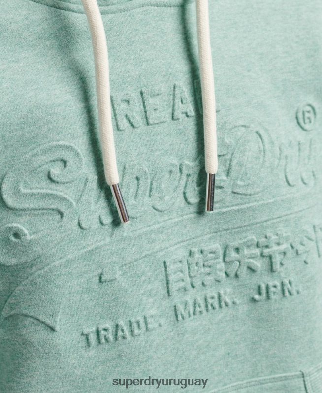 uy Superdry mujer sudadera con capucha y logo gráfico en relieve turquesa DT2N8Z5952 ropa