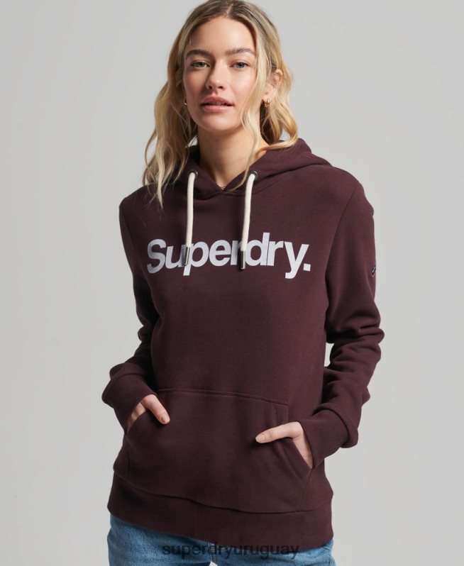 uy Superdry mujer sudadera con capucha y logo rojo DT2N8Z3474 ropa