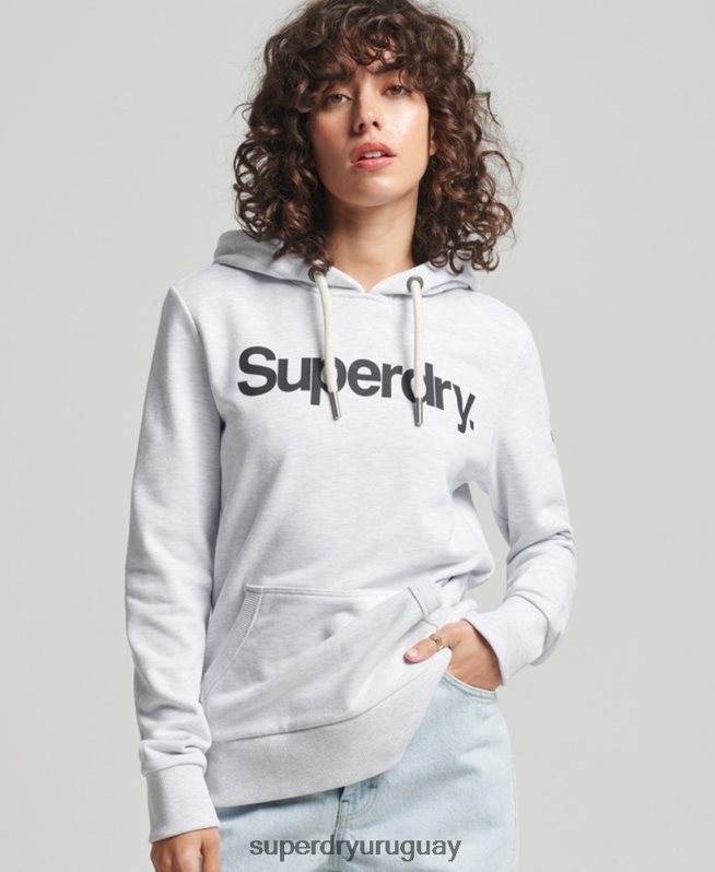 uy Superdry mujer sudadera con capucha y logo sin cepillar gris claro DT2N8Z3481 ropa