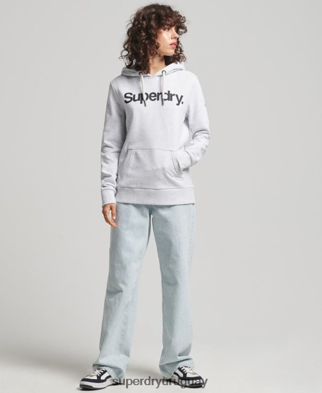 uy Superdry mujer sudadera con capucha y logo sin cepillar gris claro DT2N8Z3481 ropa