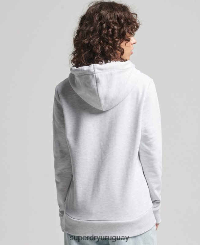uy Superdry mujer sudadera con capucha y logo sin cepillar gris claro DT2N8Z3481 ropa