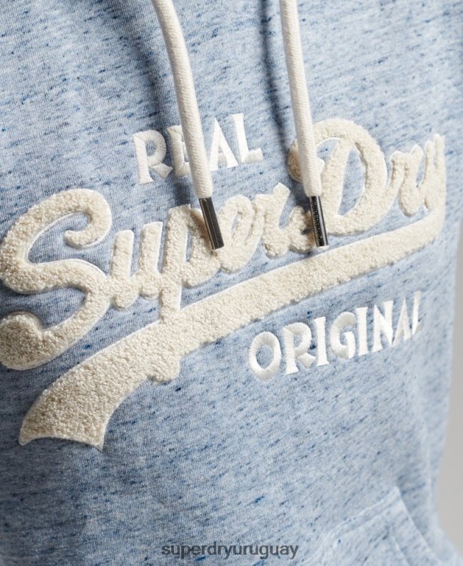 uy Superdry mujer sudadera con capucha y logo vintage azul claro DT2N8Z2320 ropa