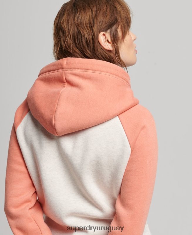 uy Superdry mujer sudadera con capucha y logo vintage bordado coral DT2N8Z3339 ropa