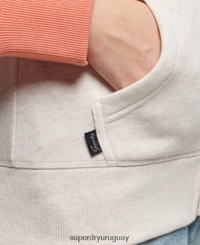 uy Superdry mujer sudadera con capucha y logo vintage bordado coral DT2N8Z3339 ropa