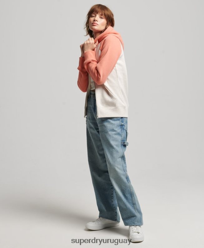 uy Superdry mujer sudadera con capucha y logo vintage bordado coral DT2N8Z3339 ropa