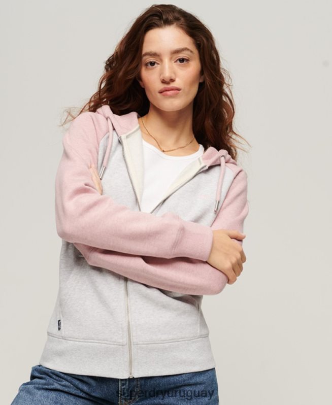 uy Superdry mujer sudadera con capucha y logo vintage bordado gris DT2N8Z3283 ropa