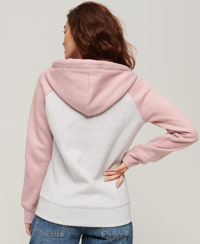 uy Superdry mujer sudadera con capucha y logo vintage bordado gris DT2N8Z3283 ropa