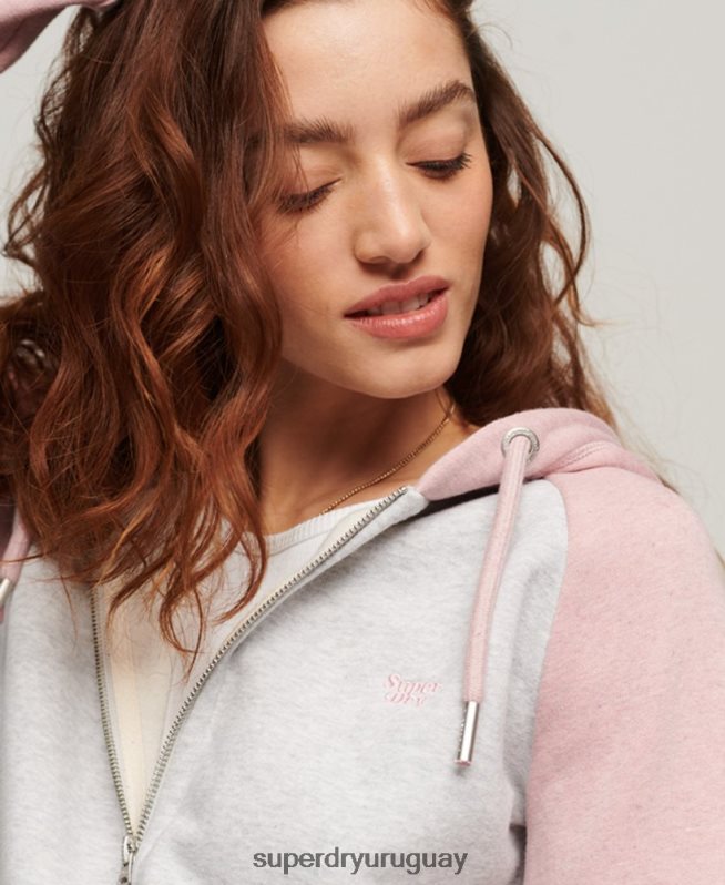 uy Superdry mujer sudadera con capucha y logo vintage bordado gris DT2N8Z3283 ropa
