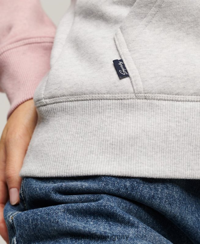 uy Superdry mujer sudadera con capucha y logo vintage bordado gris DT2N8Z3283 ropa