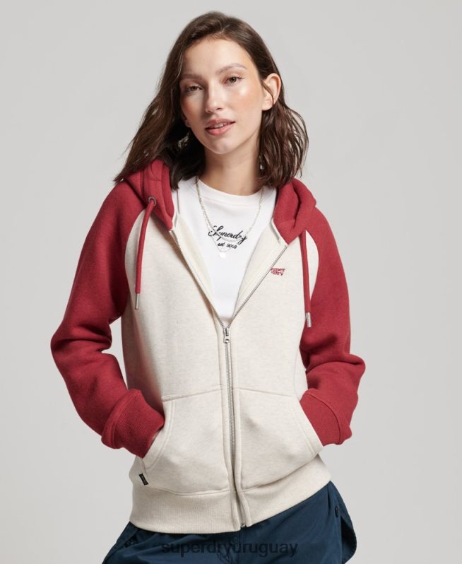 uy Superdry mujer sudadera con capucha y logo vintage bordado rojo DT2N8Z3296 ropa