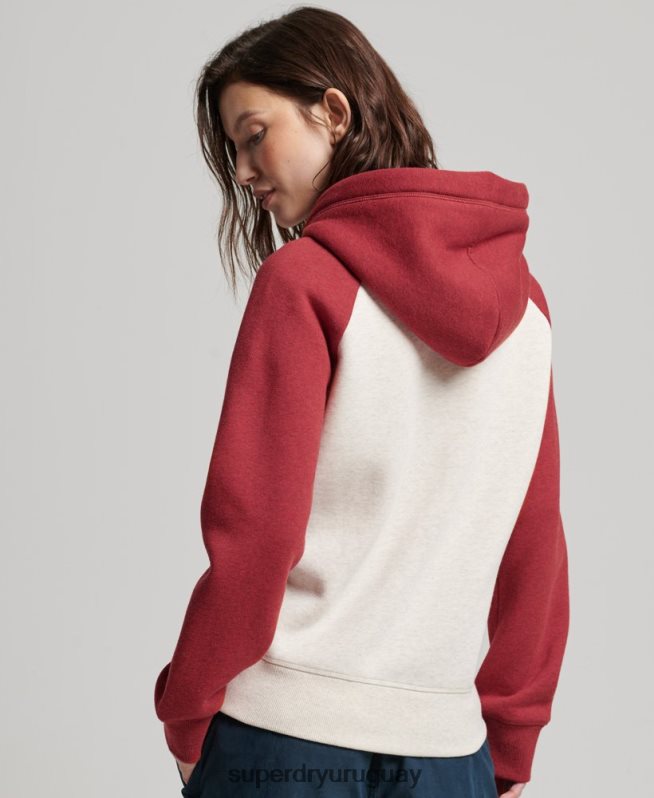 uy Superdry mujer sudadera con capucha y logo vintage bordado rojo DT2N8Z3296 ropa