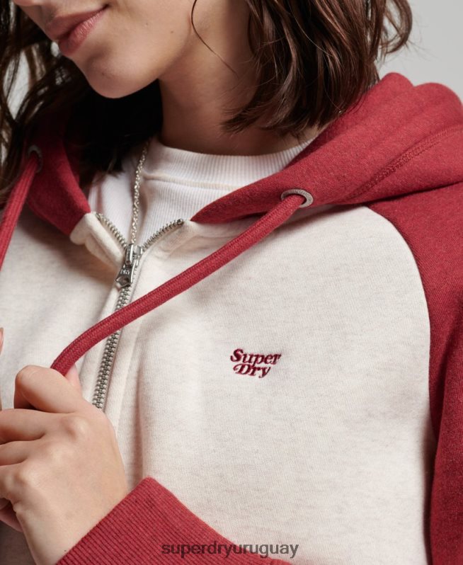 uy Superdry mujer sudadera con capucha y logo vintage bordado rojo DT2N8Z3296 ropa
