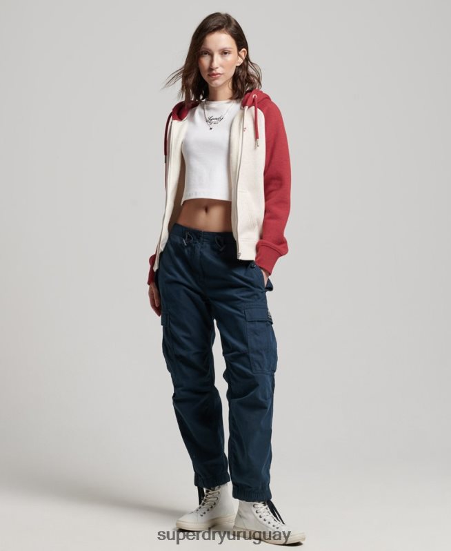 uy Superdry mujer sudadera con capucha y logo vintage bordado rojo DT2N8Z3296 ropa