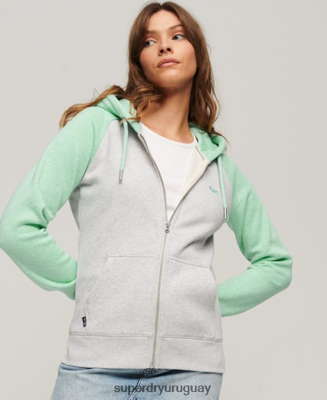 uy Superdry mujer sudadera con capucha y logo vintage bordado verde DT2N8Z3349 ropa