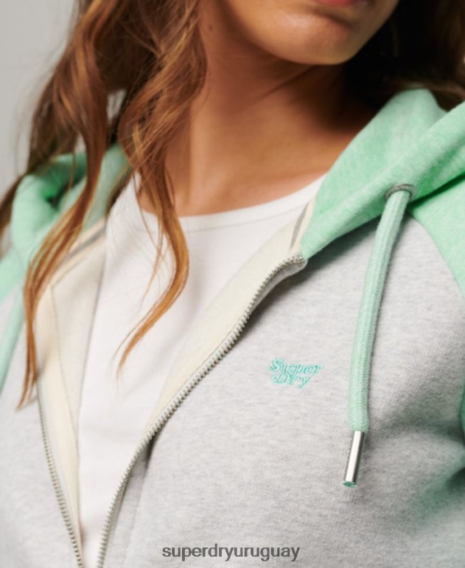 uy Superdry mujer sudadera con capucha y logo vintage bordado verde DT2N8Z3349 ropa