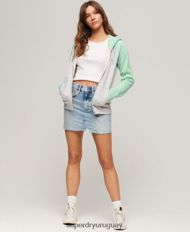 uy Superdry mujer sudadera con capucha y logo vintage bordado verde DT2N8Z3349 ropa