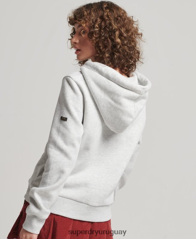 uy Superdry mujer sudadera con capucha y logo vintage japonés gris claro DT2N8Z3389 ropa