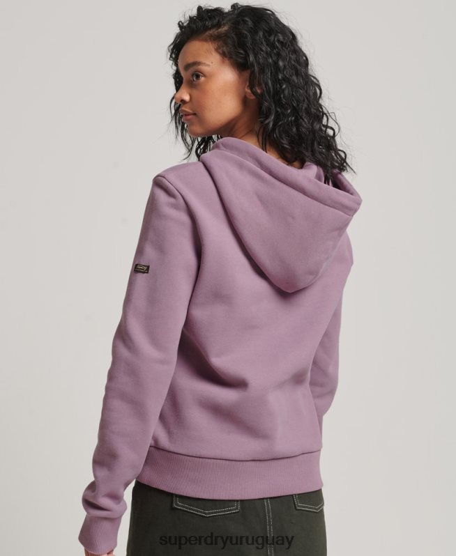 uy Superdry mujer sudadera con capucha y logo vintage japonés púrpura DT2N8Z3403 ropa