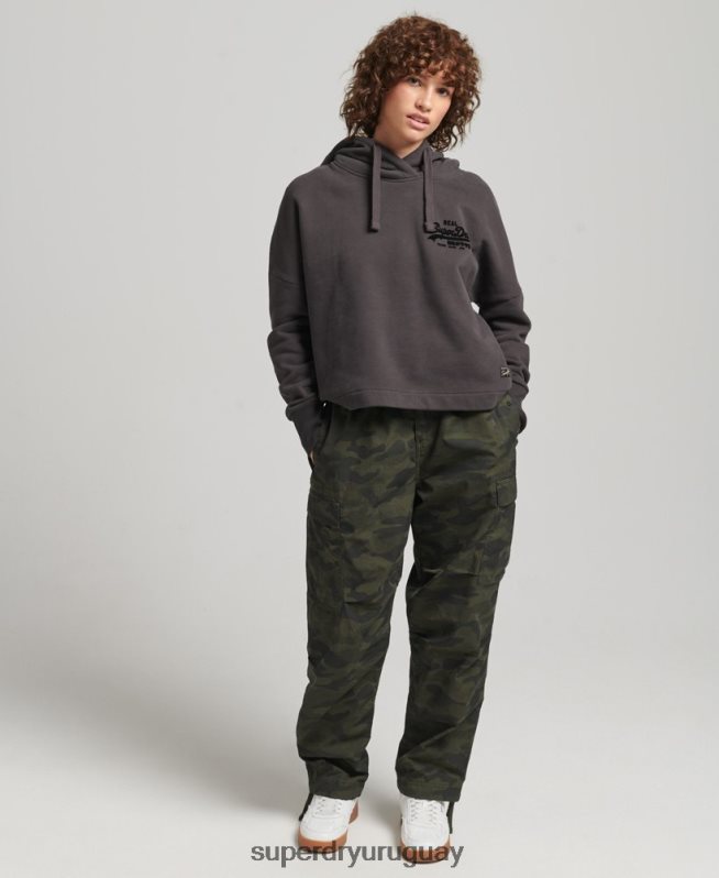 uy Superdry mujer sudadera con capucha y logo vintage marrón DT2N8Z6067 ropa