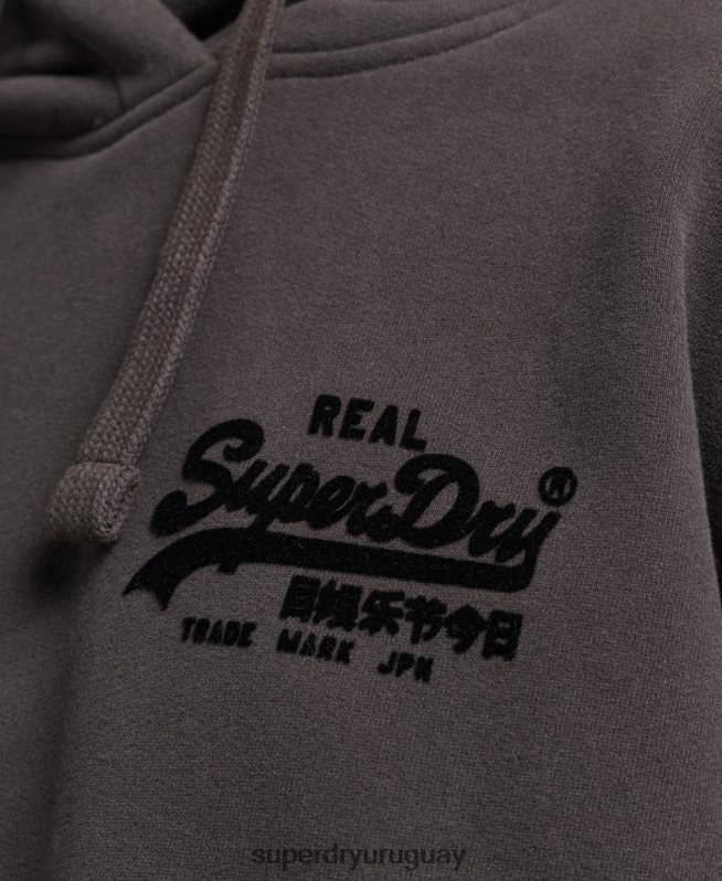 uy Superdry mujer sudadera con capucha y logo vintage marrón DT2N8Z6067 ropa