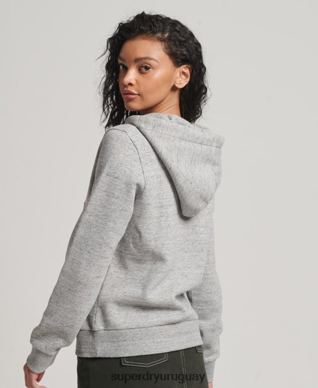 uy Superdry mujer sudadera con capucha y logo vintage neón gris DT2N8Z3417 ropa