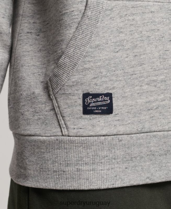 uy Superdry mujer sudadera con capucha y logo vintage neón gris DT2N8Z3417 ropa